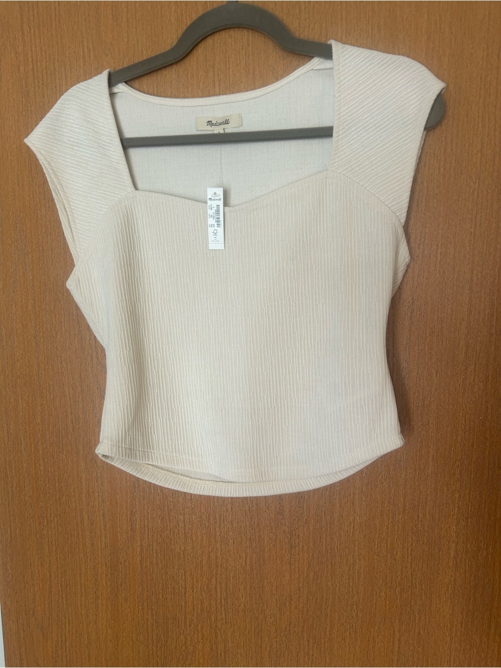 NWT Madewell Small Ivory
Cream Jacquard Cap Sleeve
Sweetheart Crop Top